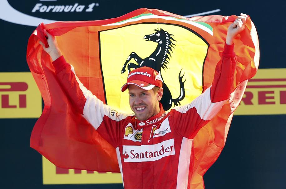 Vettel, primo podio da ferrarista. Getty